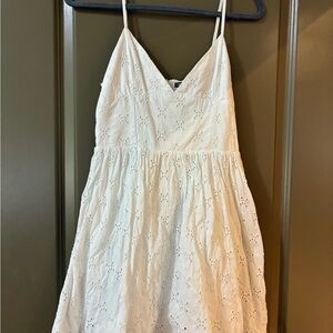 Zara White Eyelet Spaghetti Strap Dress